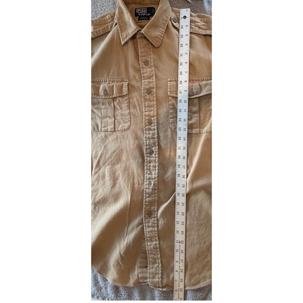 Polo Ralph Lauren Vintage Military Style Shirt 100% Cotton Khaki Mens Medium - Picture 8 of 10